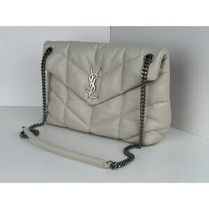 Saint Laurent LouLou Puffer Medium Shoulder Bag in White